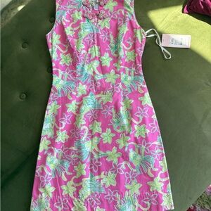 Lilly Pulitzer Hot Pink & Lime Floral Sleeveless Shift Dress